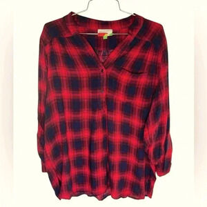 Perfect fall boyfriend shirt with three-quarter sleeves, Sz 2X.